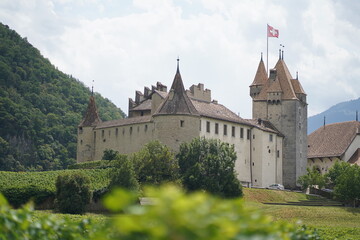 Fototapeta na wymiar castle in the country, Aigle Castle, Switzerland