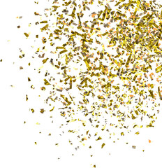 Golden confetti, party background. Vector illustration.