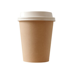 Blank take away kraft coffee cup isolated. Transparent PNG