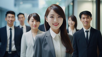 Fototapeta premium portrait of a smiling business team. Generative AI 