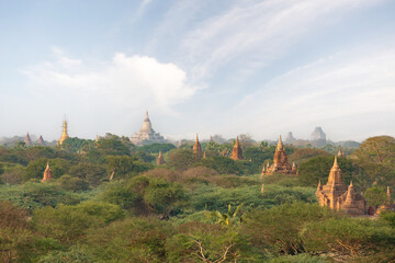 Stunning view of the beautiful Bagan ancient city (formerly Pagan). The Bagan Archaeological Zone...