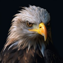 Obraz premium Close-up portrait of an american bald eagle with yellow eyes