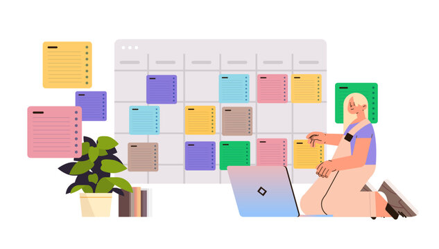 student using laptop to take digital notes scheduling stydy time online education e-learning concept