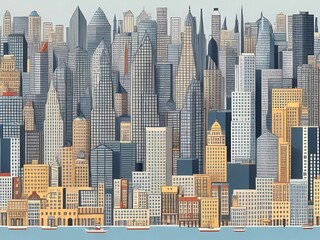 City Dreams Come to Life: Elevate Your Designs with an Urban Skylines Seamless Background! Pattern Texture