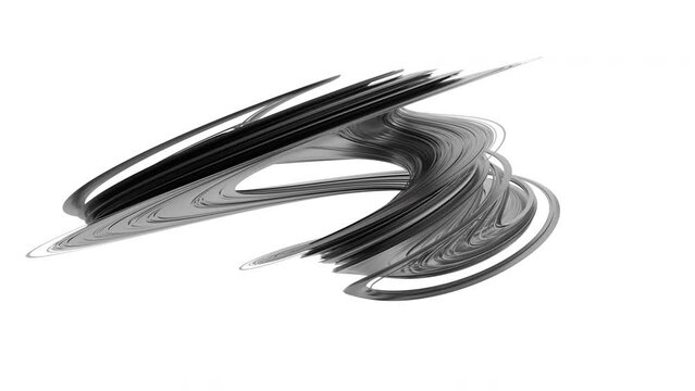 Abstract 3d animation, rotating metal futuristic shape, 4k video, loop