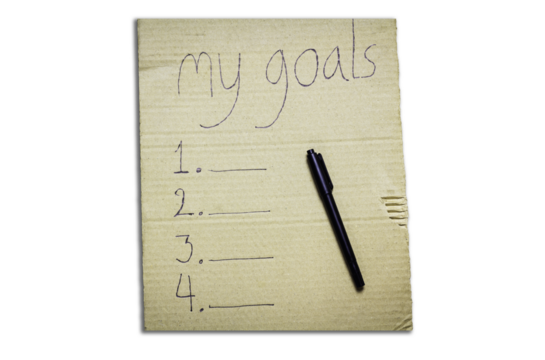 My goal text on paper isolated on white background, life planning content