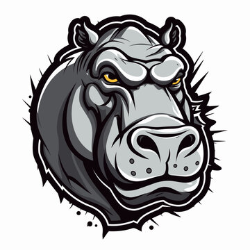 Esport vector logo hippopotamus, hippopotamus icon, hippopotamus head, vector