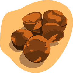 Palm Sugar or Brown Sugar with yellow background