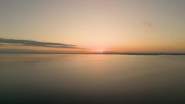 Sunset over Port Phillip Bay, looking across to Melbourne