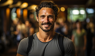 Fototapeta premium Sporty Personal Trainer: Fitness Coaching in Gym
