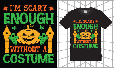 Costume Halloween T-Shirt Design vector Graphic template.