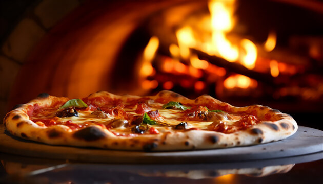 Neapolitan pizza cooked in the oven at high temperatures