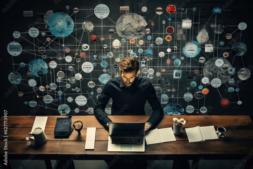 Poster Top View Image Of A Person Creating And Managing Databases In Productivity Software Wireless technology Generative AI