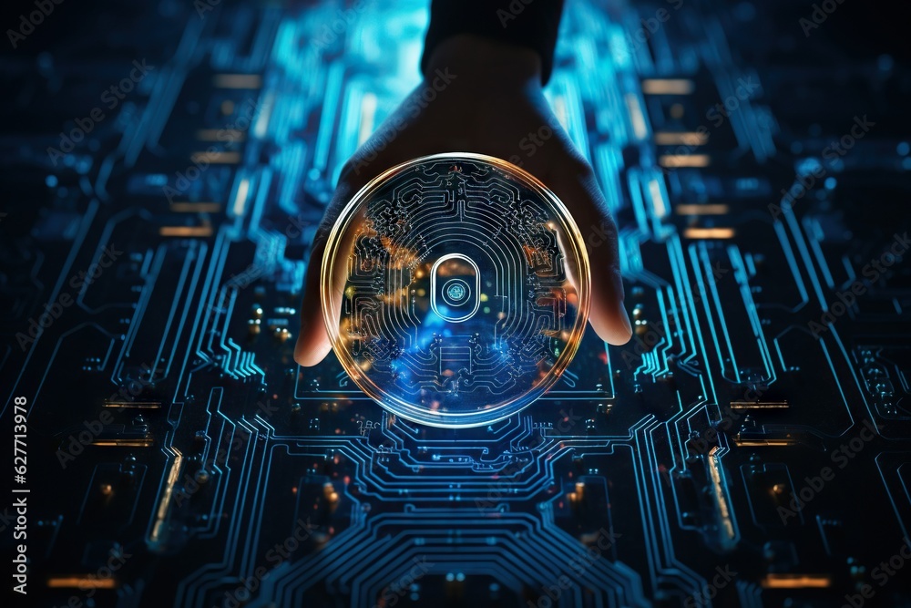 Poster Top View Image Of A Person Using A Biometric Authentication System For Secure Access Industry Generative AI