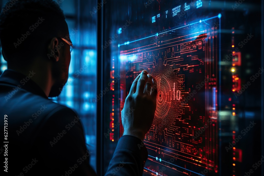 Poster top view image of a person using a biometric identification system for enhanced security expertise g