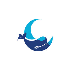 Obraz na płótnie Canvas Vector blue whale symbol logo. Dolphin logo design. Dolphin photo background. Icon, symbol, logo
