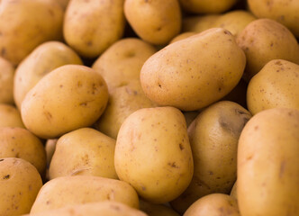 Potatoes on counter in market