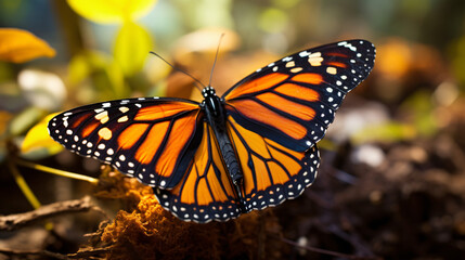 Fototapeta na wymiar Macro image of orange butterfly Monarch