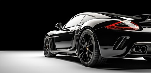 Black concept sports car coupe on black background, Generative AI