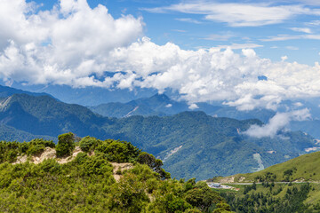 Beautiful mountain range over east peak of Hehuanshan