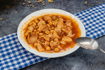 Traditional delicious Turkish food; ring soup (Turkish name; Yuksuk corbasi or yuzuk corbasi)