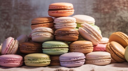 Macaron French delicacy an exquisite arrangement. AI generated