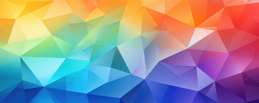 Colorful background with colorful pastel triangle design in the middle, wallpaper panorama.