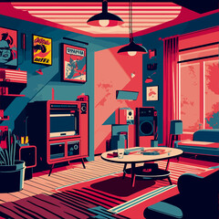pop art cool modern game room illustration