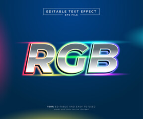 RGB neon text effect with graphic style and editable.