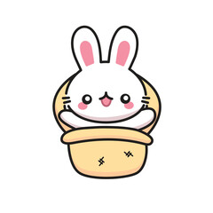 Cute Kawaii Rabbit Bunny Easter Egg in Basket