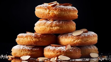 A stack of French almond cookies, irresistible and refined. AI generated