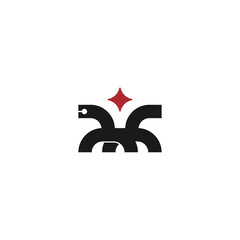 Fototapeta premium simple logo of komodo dragon and star
