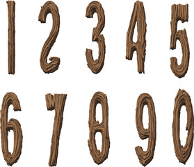 Number Effect , Text wood effect   , Vector art