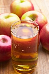 Refreshing Apple Juice: Close-Up in 4K with Fresh Apple Background