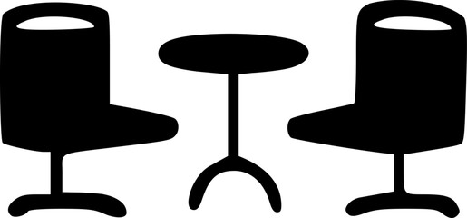 Round table and chairs top view vector icon. filled flat sign for sign, symbol, vector, art