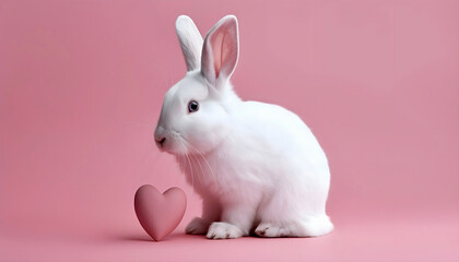 Cottontail Sweetheart, A Whimsical Love Story of a White Rabbit and Pink Heart
