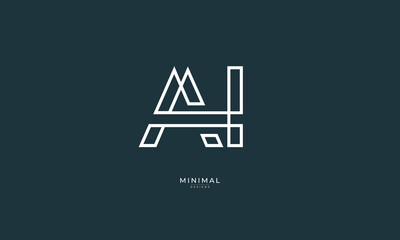 Alphabet letter icon logo AH