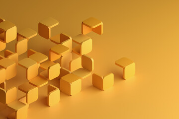 Fototapeta na wymiar Abstract 3d render, yellow geometric background design