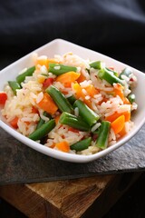 Satisfying Comfort: Close-Up of Chicken Fried Rice with Fresh Vegetables, Captured in 4K Resolution