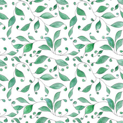 Seamless watercolor floral pattern. Hand-drawn illustration