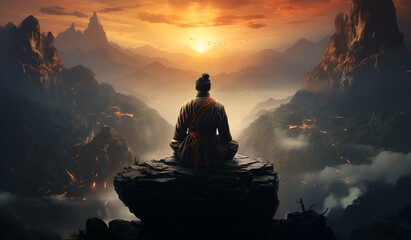 Man in meditation, generative ai