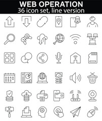 Web operation icon set, isolated on white backgound