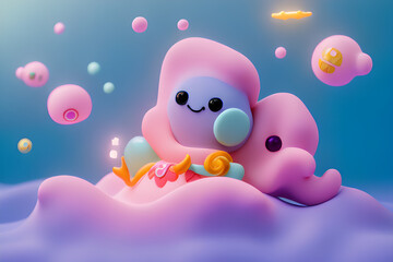 Generative Al, 생성형, 인공지능,pink and blue butterfly