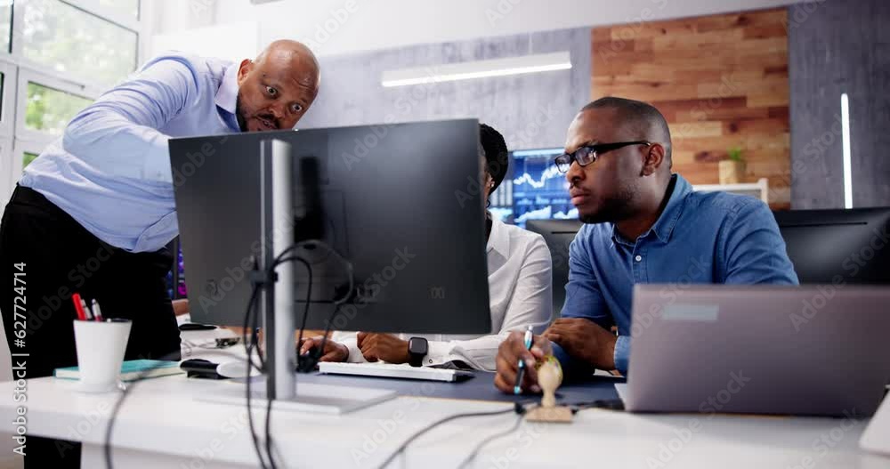 Poster African Financial Data Analysts Using Dashboard On Screens