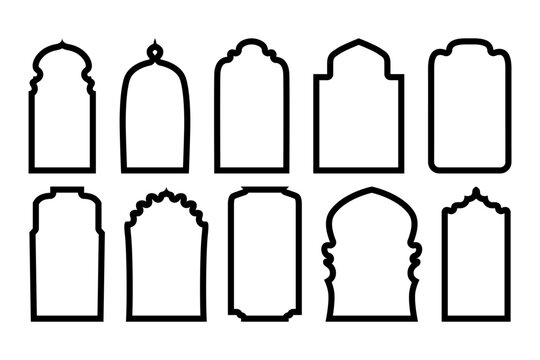 set of arabic arches and windows