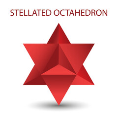 Vector Stellated Octahedron, also called Stella octangula, and Polyhedra Hexagon, geometric polyhedral compounds on a white background with a gradient for game, icon, logo, mobile, ui, web. - obrazy, fototapety, plakaty