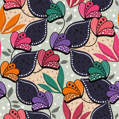 Ankara african wax vector seamless pattern, Java print inspired textile design - traditional ornament from West and Central Africa
