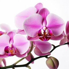 Beautiful natural pink orchid flowers on a white background