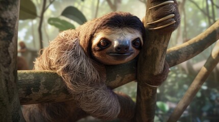 Fototapeta premium cute sloth. Created with Generative AI.