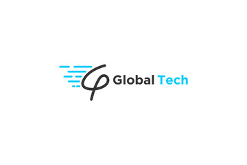 G initial logo letter fast particle effect modern technology identity